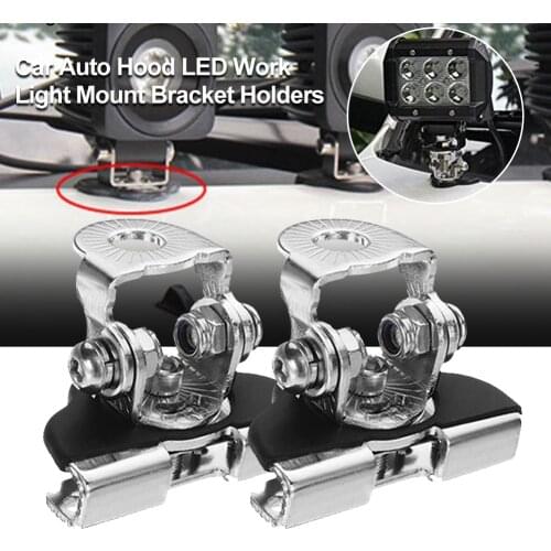 2Pcs Universal Off-Road Car LED Light Bar Mounting Bracket A-Pillar Hood Work Light Holder Stainless Steel 360-degree Rotating