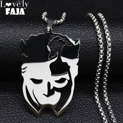2021 Fashion Satan Stainless Steel Chain Necklace for Men Silver Color Necklace Jewelry Christmas Gift cadena hombre N3021S03