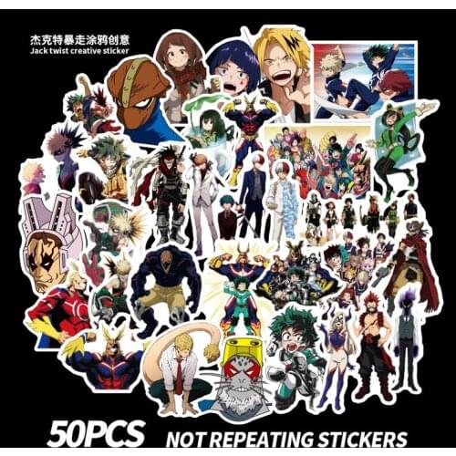 250pcs/lot My Hero Academia Boku no Hero sticker toys waterproof Car computer backpack stickers gifts no repeated 50pcs/set