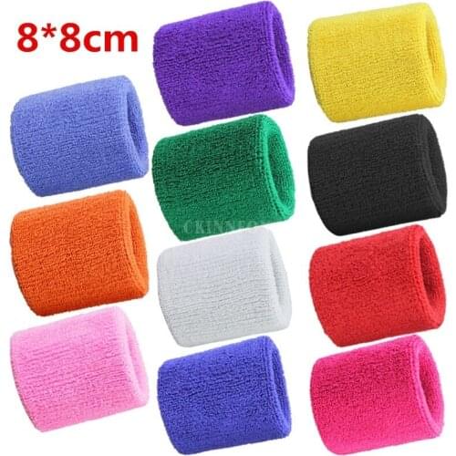 500Pcs/Lot 8*8cm Tower Wristband Tennis/Basketball/Badminton Wrist Support Sports Protector Sweatband 100% Cotton