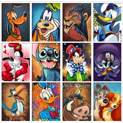 5D DIY Full Drill Diamond Painting Disney Donald Duck Pluto Cartoon Animal Diamond Mosaic Embroidery Cross Stitch Art Home Decor
