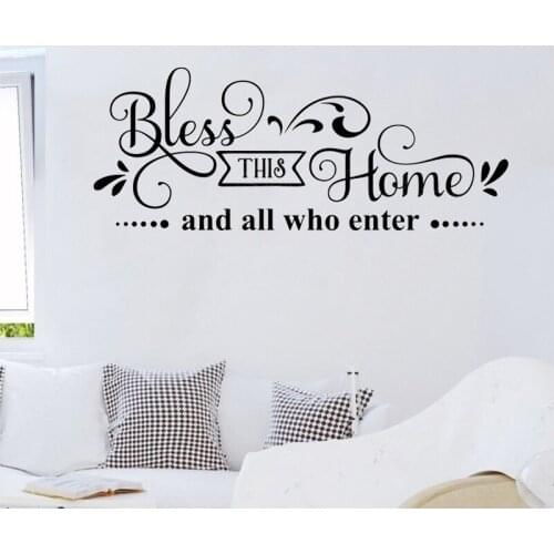 Bless This Home Wall Sticker Entryway Home Decor Wall Decals Living Room Bedroom Decoration Vinyl Wall Art Murals Poster