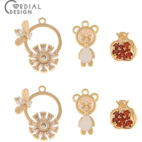 Cordial Design 20Pcs DIY Pendant/Earrings Accessories/Hand Made/Genuine Gold Plating/Jewelry Findings & Components/CZ Charms
