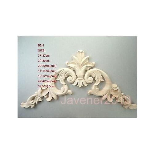 B2-1 -39.5x39.5cm Wood Carved Corner Onlay Applique Unpainted Frame Door Decal Working carpenter European style