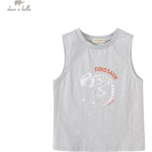 DKX17745-1 dave bella summer 5Y-13Y kids boys sleeveless solid children high quality vest kids clothes