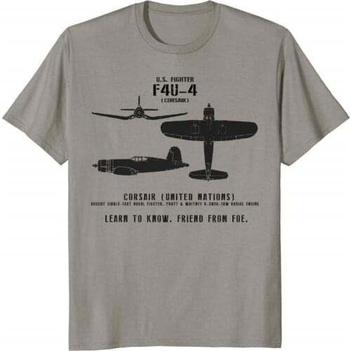 Wwii Spotter Series F4U Corsair Naval Fighter 2019 Summer New Fashion Slim 100% Cotton Sleeve Printed Fitness Screen T Shirts