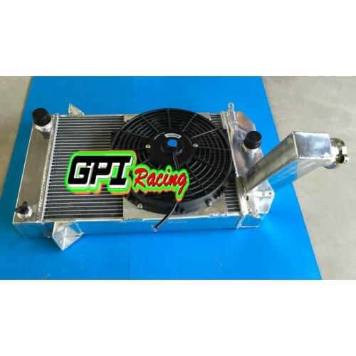 GPI 64mm 3 ROW ALUMINUM ALLOY RADIATOR SHROUD +FAN FOR TRIUMPH TR2/TR3/TR3A/TR3B MT