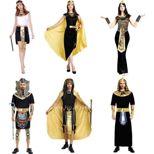 Halloween Costumes Ancient Egypt Egyptian Pharaoh King Empress Cleopatra Queen Cosplay Clothing for Men Women Carnival Party