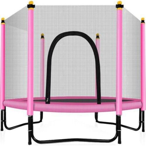 Round Kids Trampoline Enclosure Net Pad Rebounder Outdoor Exercise Home Toys Jumping Bed Max Load 250KG PP Alloy 60 Inch XS