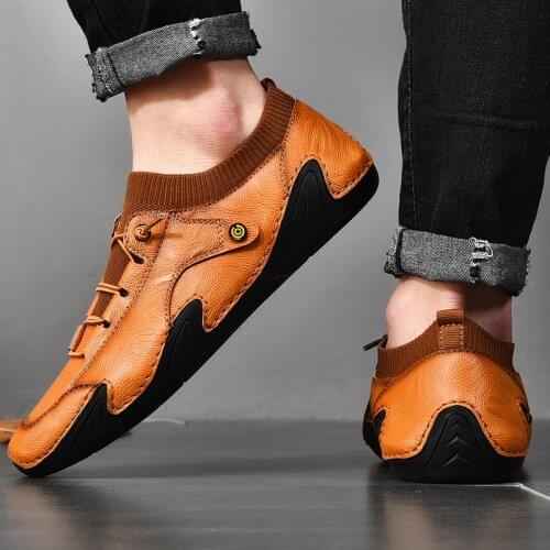 Casual genuine Leather Shoes for men Mens Loafers outdoor Summer Daily Classic Minimalist Breathable Comfort Slip-on Driving 46