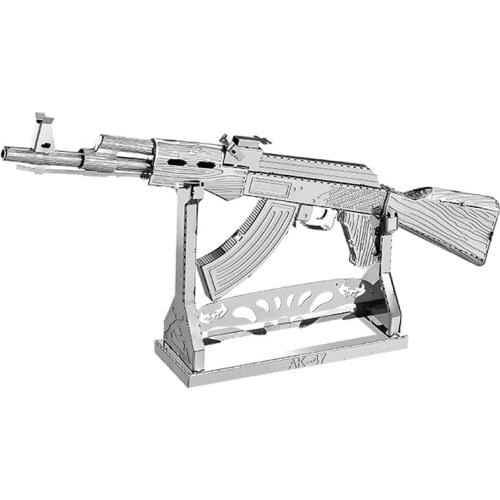 Iron Star W11107 3D Metal Jigsaw Puzzle Model Kit AK47 Military Gun Assembly Model Building Kits For Adults DIY 11x1.8x5.8CM