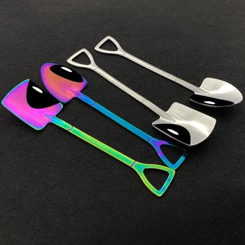Ice Cream Stirring Spoon Stainless Steel Shovel Spoon Cutlery Set Creative Teaspoon Gold Dessert Spoon Dinnerware Set Party Tool