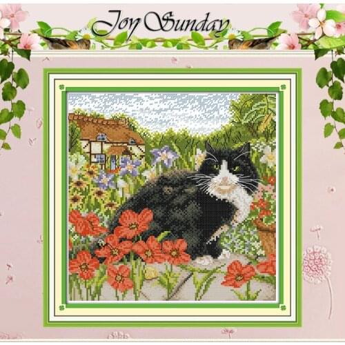 The Cat and Poppy Pattern Counted Cross Stitch 11CT 14CT animals Cross-Stitch Kit Handmade Home Decor Embroidery Needlework