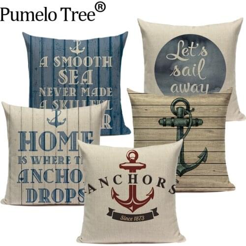Anchor ship Throw Pillow Cover Bedding Camping Hotel Office Home ocean Decor Cushion Cover Fabric For Furniture Pillowcase