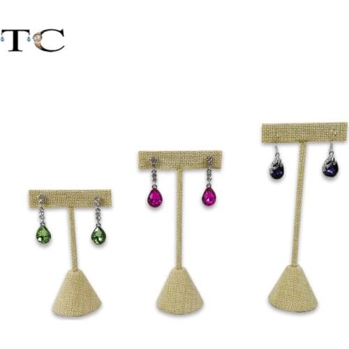 Quality Linen Earring Jewelry Display Rack Stud Organizer Ornament Earring T Bar Hanger Showcase Holder Stand 3 Size