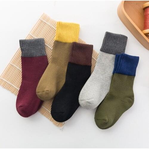 Autumn And Winter Towel Socks Color Separation Tube Socks Childrens Winter Middle And Small Childrens Cotton Socks Floor Socks