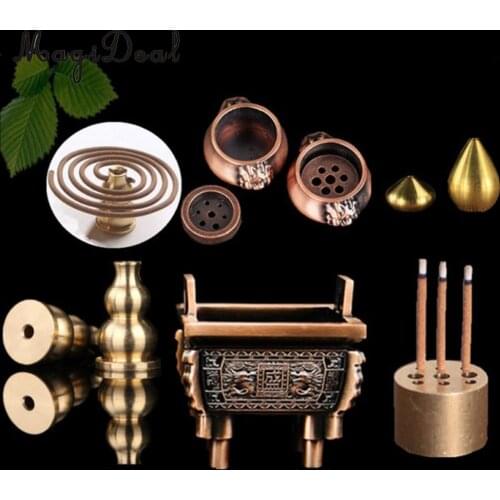MagiDeal Golden Coated Metal Alloy Incense Burner Holder Tray Sandalwood Tibetan Incense Aroma Cones Sticks Catcher Burner