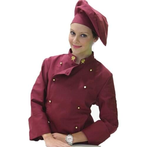 Coat chef jacket chef cotton catering kitchen pizza maker bordeaux