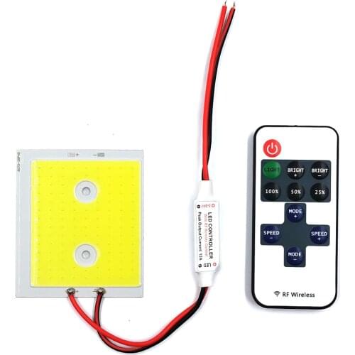 Remote Control COB LED Panel Light 20W 12V LED Bulb for Car external Lights Table Lamp Work Lights with Dimmer DC12V 70x60mm