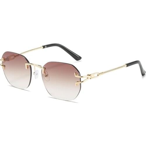 New Fashion Rimless Sunglasses Luxury Brand Designer Women Men Metal Sun Glasses UV400 Shades Eyewear Oculos de sol