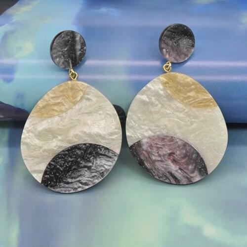 Vintage Acrylic Geometric Stitching Dangle Earrings For Women 2020 Brinco Round Drop Earring Female Korean Fashion Jewelry