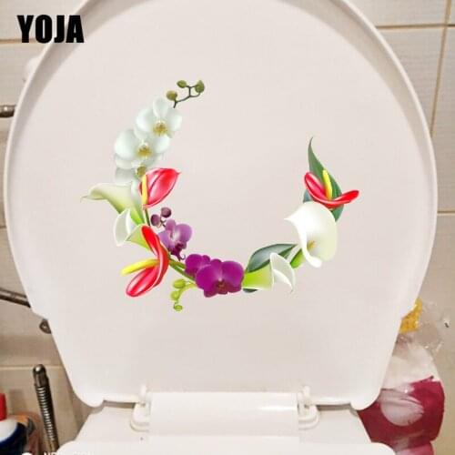 YOJA 23.7×19.7CM Fresh Plant Splicing Wreath Toilet WC Decoration Home Room Wall Stickers Decals T1-2940
