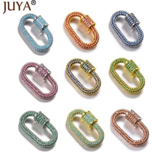 Luxury Zircon Rhinestone Lock Hook Spiral Clasps Fastener Shiny Crystal Necklace Accessories For DIY Woman Jewelry Making