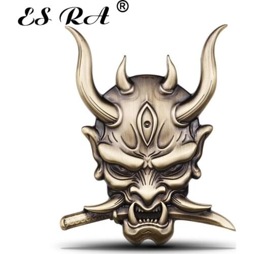 1 Piece 2.7inch Japanese Warrior Car Stickers for Side/Rear/Front Decorations Metal Decals Badge Emblem 3D Self-Adhesive Namepl