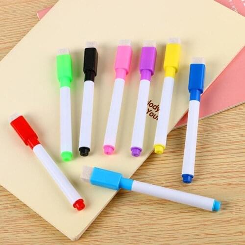10Pcs/Set Brand New Magnetic Whiteboard Pen Erasable White Markers School Board Eraser Dry Office Supplies Magnet Built In
