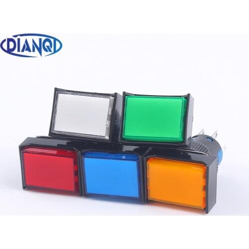 16MM 1NO1NC/2NO2NC Latching/Momentary plastic push button switch rectangle pilot lamp Indicator light with LED lighting or no