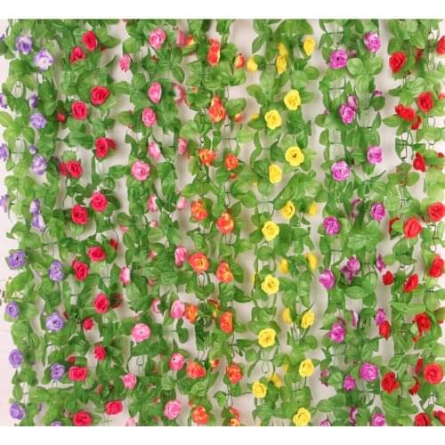 2pcs Silk Flower Vine Artificial Rose Garland Lotus Hanging Floral 7 Colors