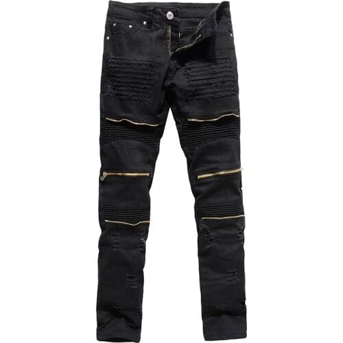 2021 High Street Jean Mens Pants Vintage Hole Cool Skinny Trousers Europe America Style Plus Size Ripped Fashion Men Jeans Male