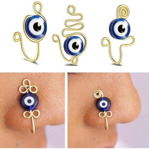 3-Pack African Nose Cuff Nose Cuff Non Piercing Fake Nose Ring Clip on Nose Ring for Women Men Gold/Rose Gold/Silver