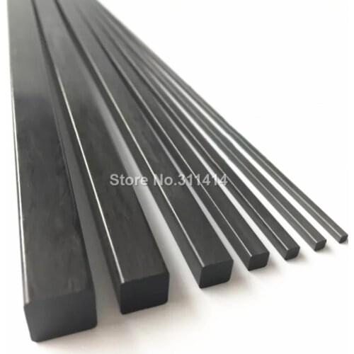 4pcs 5pcs Pultruded Square Solid Carbon Fiber Rod CFR Rods OD 2mm 2.5mm 3mm 4mm 5mm 6mm 8mm 10mm Length 500mm