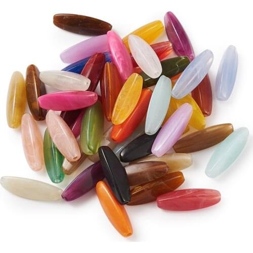 50pcs Mixed Color Rice Imitation Stone Acrylic Beads for Jewelry Making DIY Bracelet Necklace 28x9x9mm hole: 2mm