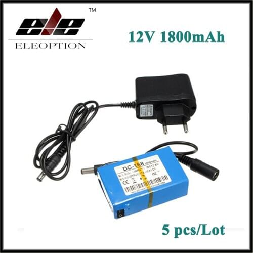 5x Eleoption Portable DC-168 DC 12V 1800mAh Rechargeable Li-ion Battery for CCTV Camera wireless Camera Baby monitor With Plug
