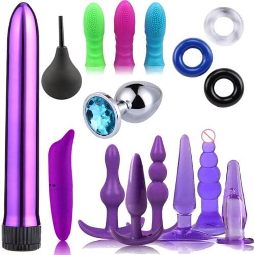 Anal Plug Set for couples Butt Plug Dildo Vibrator Cock Ring Penies Sleeve Adult toy set for woman G Spot Sex toys sccessories