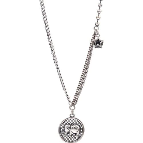 925 Sterling Silver Vintage Jewelry Elephant Smiling Face Thai Silver Necklace For Women Party Gifts Wholesale S-N515