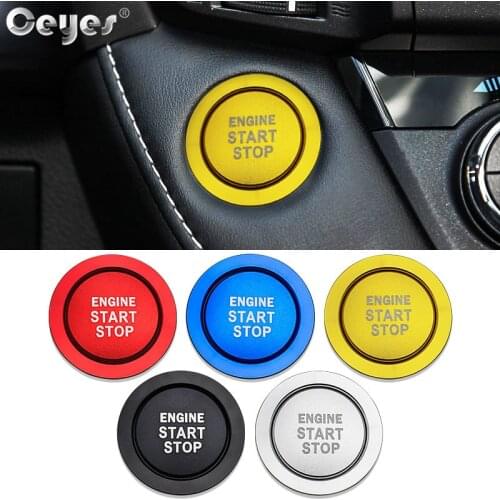 Ceyes Car Accessories Styling Start Stop Engine Cover Button Stickers Case For Toyota Corolla C-HR Rav4 Yaris C HR CHR Auto Ring