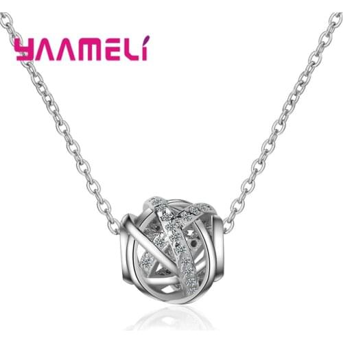 Free Shipping Elegant Necklace Chain Crystal Pendant 925 Sterling Silver Rose Gold Accessories Decoration Jewelry Wholesale