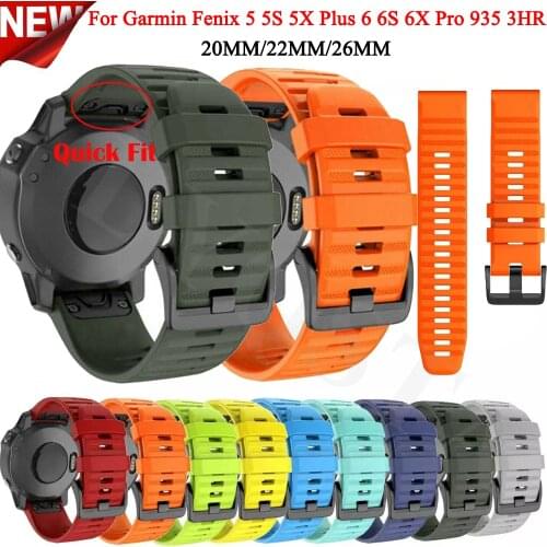 22 26MMQuick Release EasyFit Silicone Watch Wrist Band Strap For Garmin Fenix 6 6X 6SPro 5 5X 5S 3HR Forerunner 935 945 Bracelet