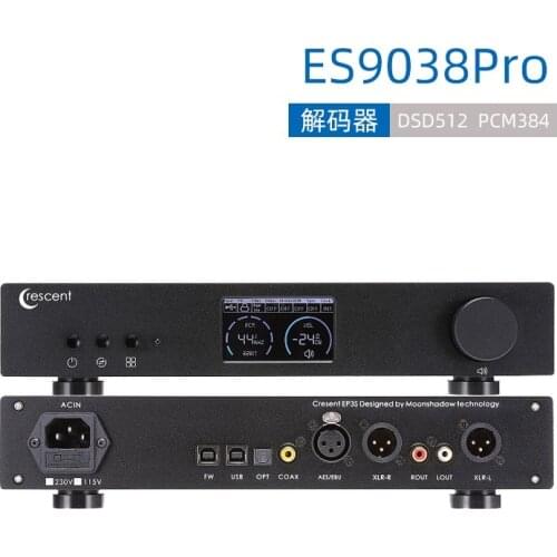 Decoder ES9038Pro HiFi fully balanced XMOS DSD 512 PCM384 ES9038
