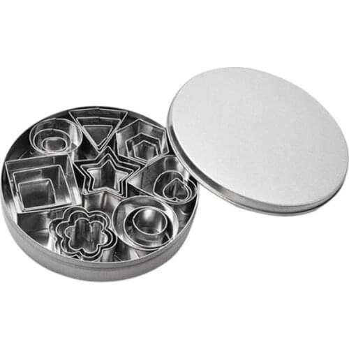 Sugar Steel Biscuit Mold 24 Square Heart Triangle Cookies Frame DIY Cake Fancy Stainless Cookie Mold Fondant Cutter Set