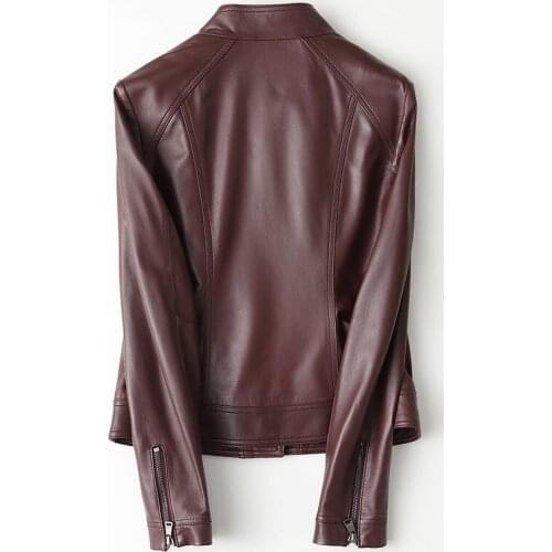 Genuine Leather Montone Jacket Women Short Slim 100% Real Natural Sheepskin Coat Female Spring Autumn Outwear LWL1482