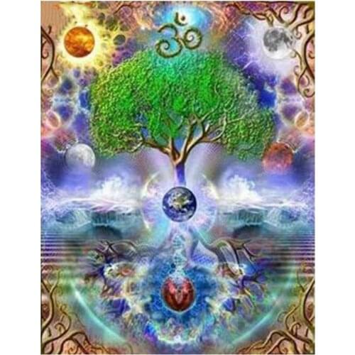 5D Diy Round Embroidery Life Tree Landscape Mosaic Rhinestones Crafts Cross Stitch Diamond Painting Home Decoration FH734