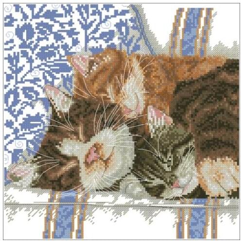 Counted Cross-Stitch Kits Kit D361 3 Cats Sleep Patterns On Needlework Embroidery 14CT 11CT Cross Stitch 100% Egyptian Cotton