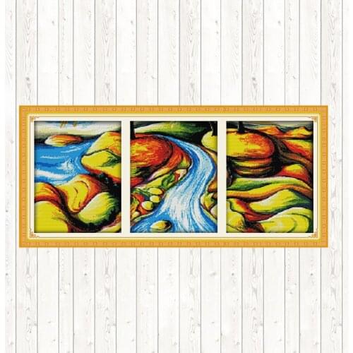 The Flowing River Chinese Cross Stitch Kits Printed Painting 14CT Counted Canvas DIY Handmade Needlework Set 11CT Embroidery Kit