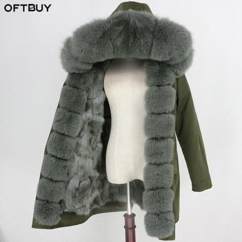 OFTBUY 2021 Real Fur Coat Waterproof Outerwear Winter Jacket Women Long Parka Fox Fur Thick Warm Detachable Streetwear Luxury