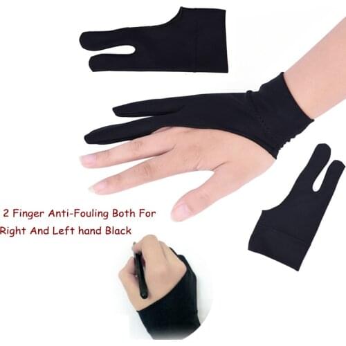 Drawing gloves are suitable for any drawing board black 2-finger anti pollution left and right hand black free size drawing tool