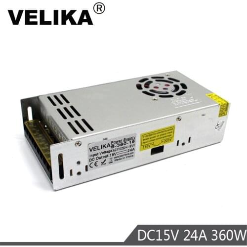 Variable DC15V 24A 360W Switching Switch Power Supply Driver Transformer 110V 220V AC TO DC 15V SMPS for LED Light CNC Stepper